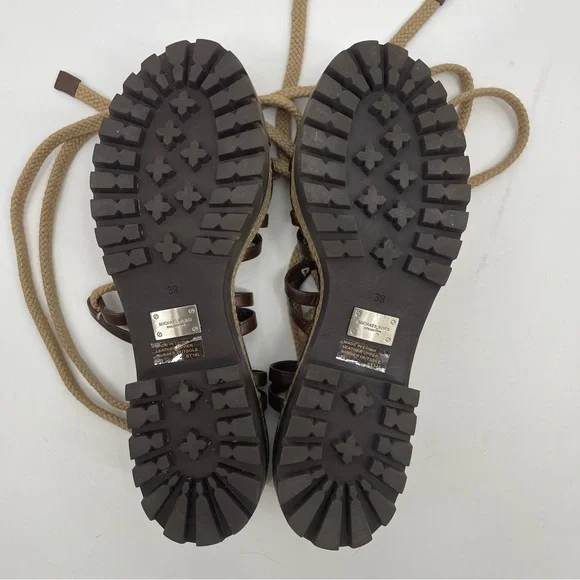 Michael Kors Collection Kellan Runway Gladiator Platform Sandals Nutmeg Size 39